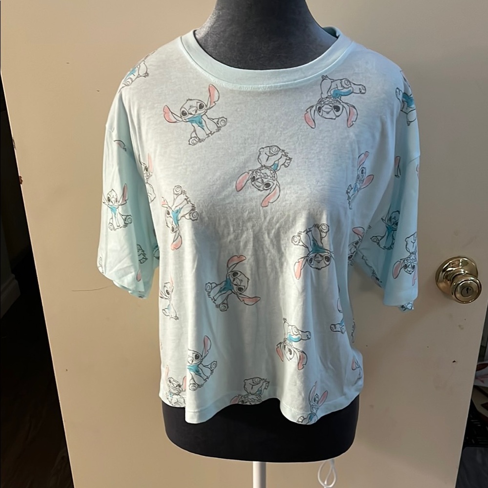 Light Blue Graphic T-Shirt with Cartoon Print